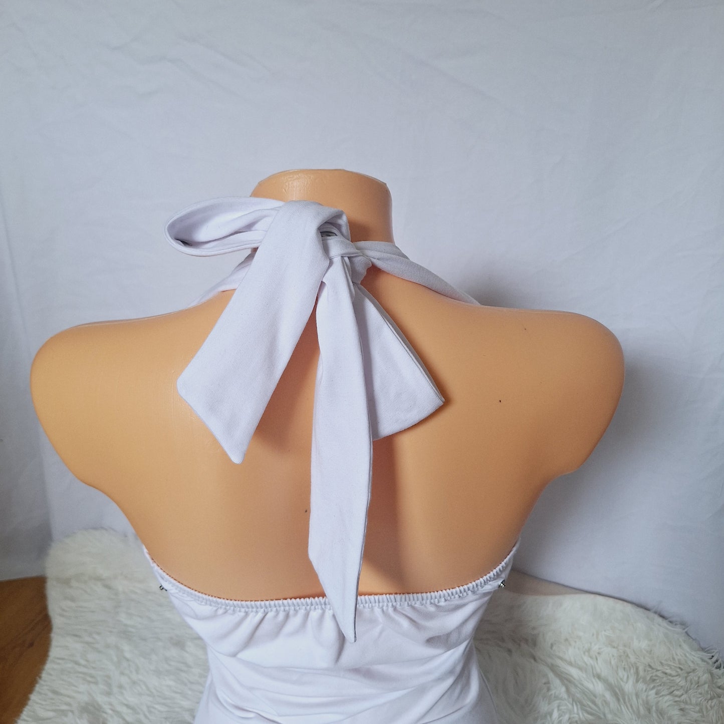 Handmade bow white top black lace pattern