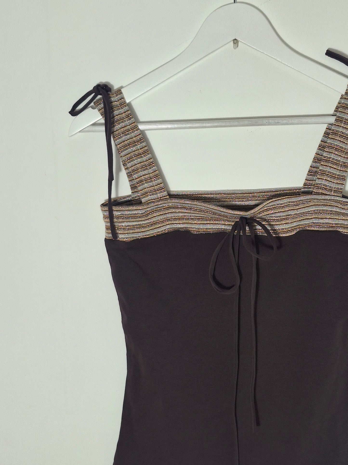 Top brown and stripes print