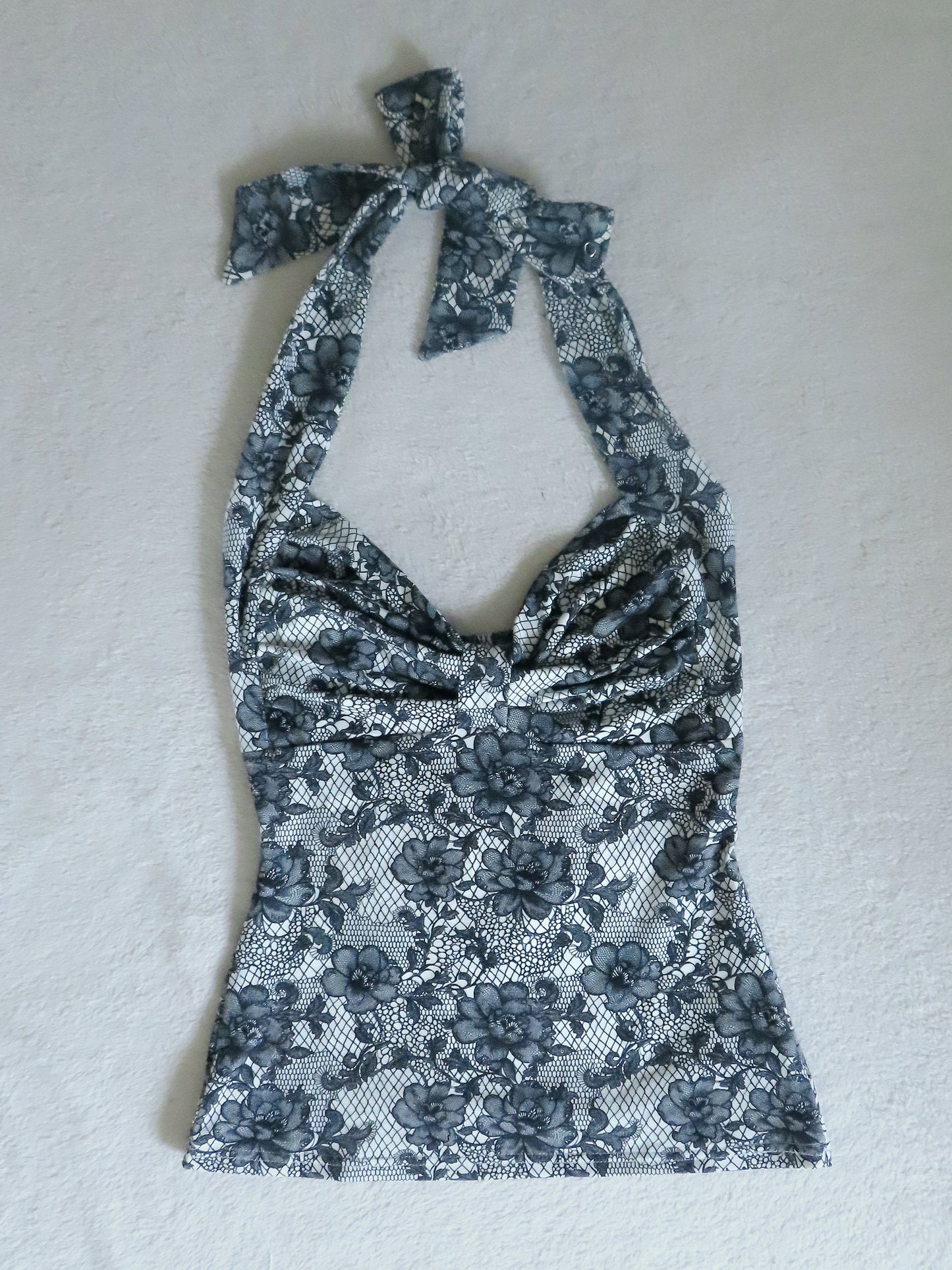 2 way handmade bow black flower lace pattern