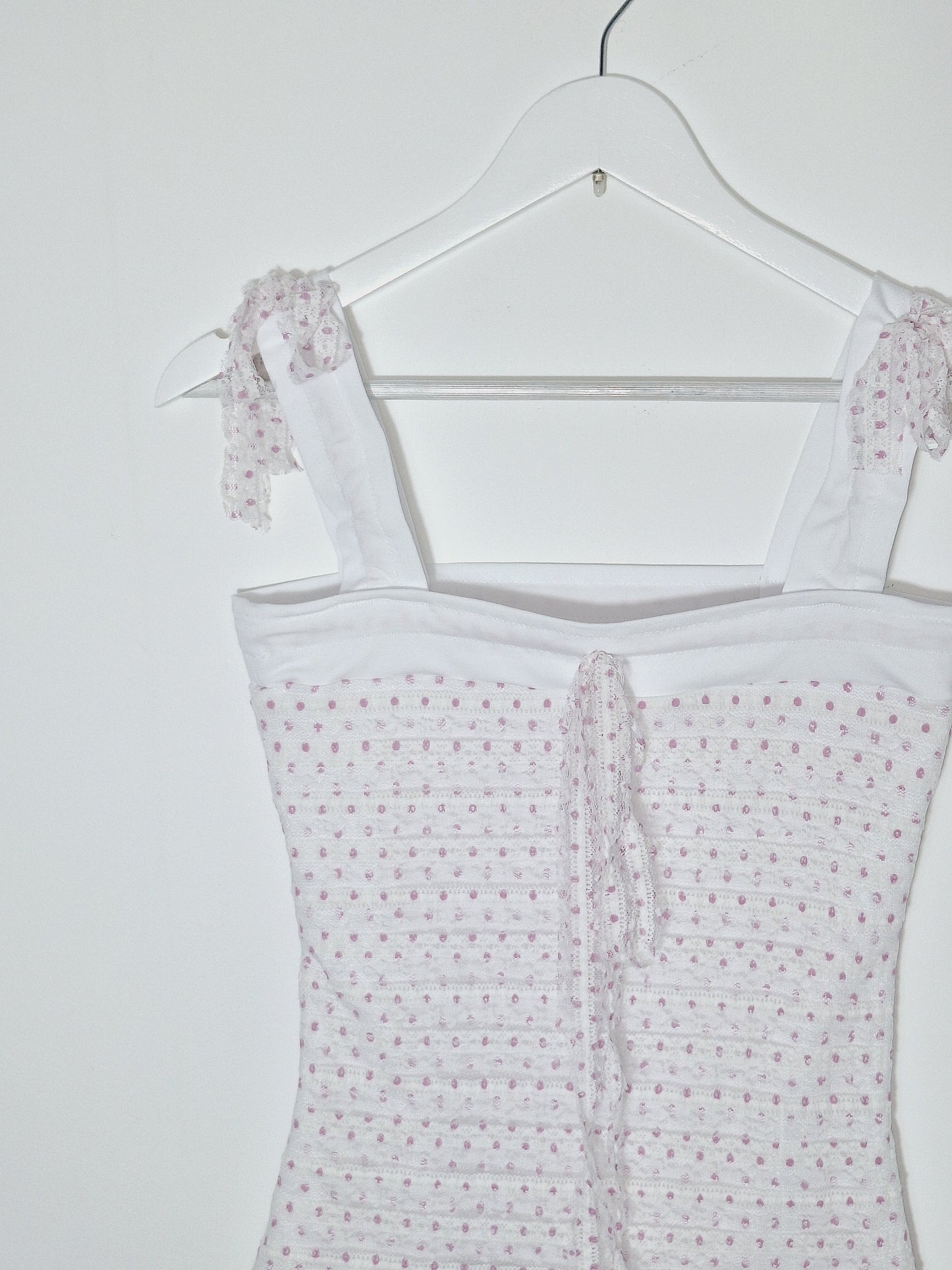 Top white and violet dots lace