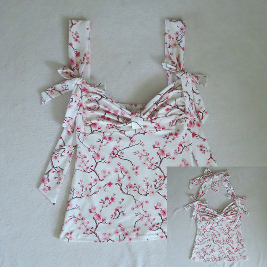2 way handmade bow sakura pattern