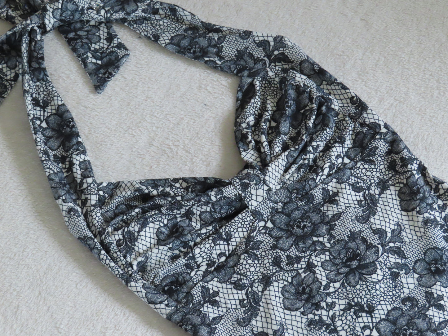 2 way handmade bow black flower lace pattern