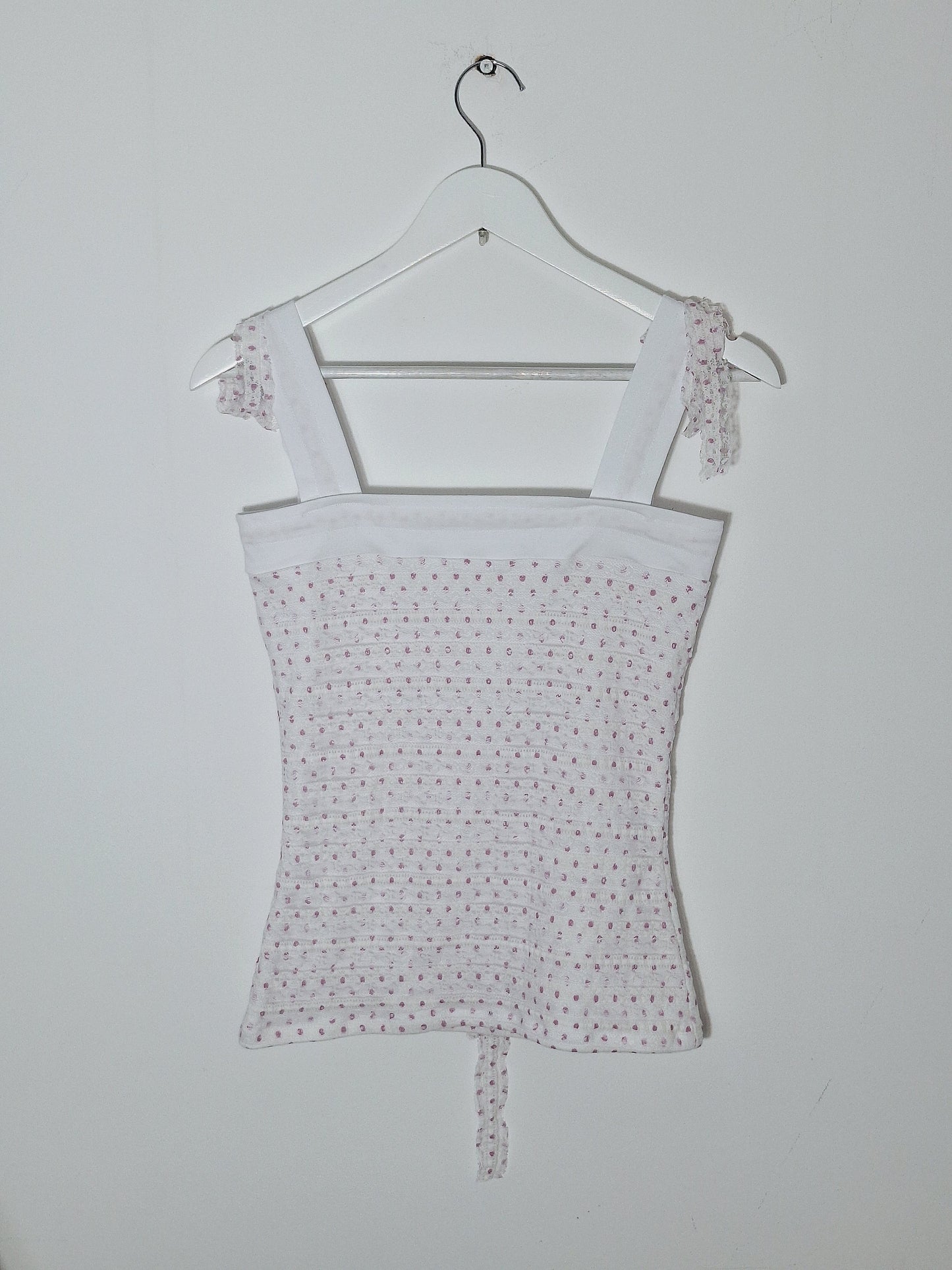 Top white and violet dots lace