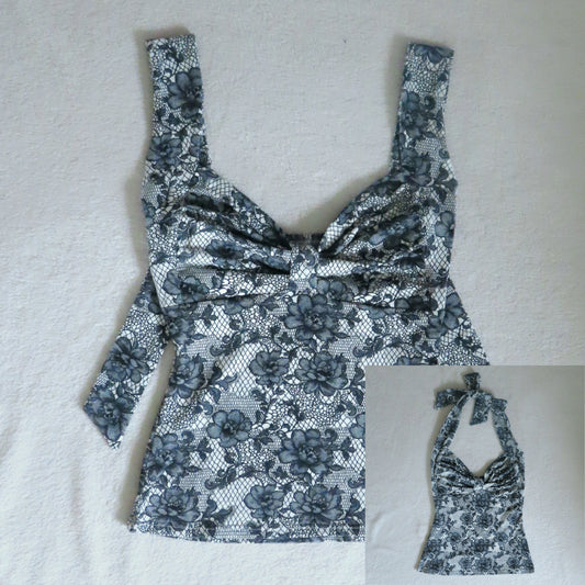 2 way handmade bow black flower lace pattern