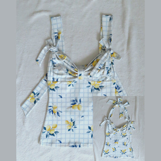 2 way handmade bow top lemon pattern