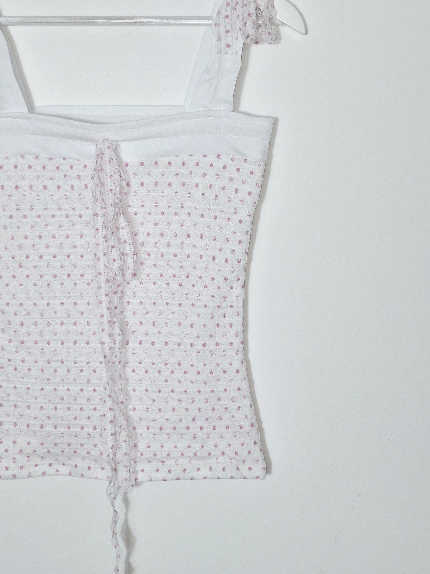Top white and violet dots lace