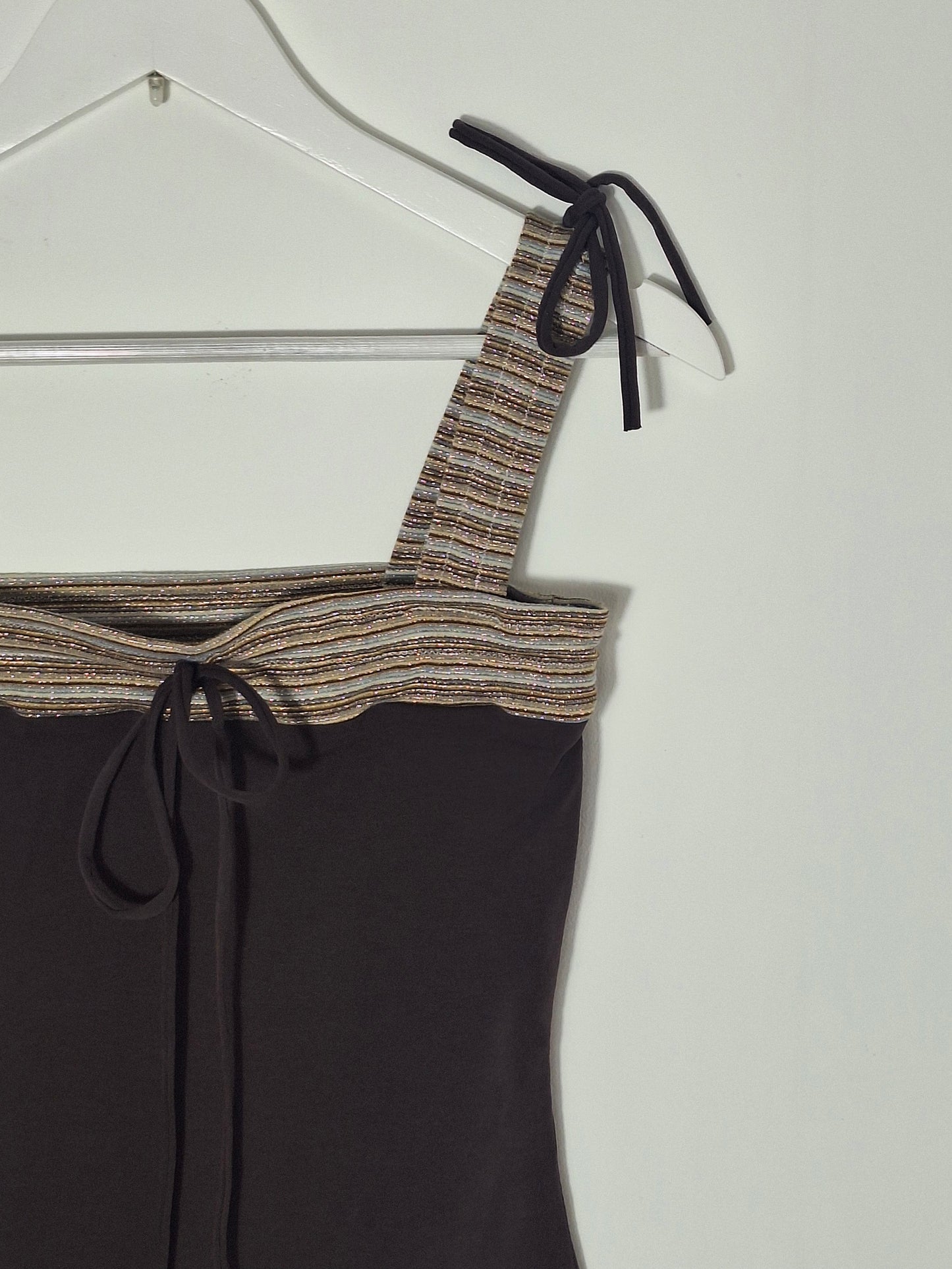 Top brown and stripes print