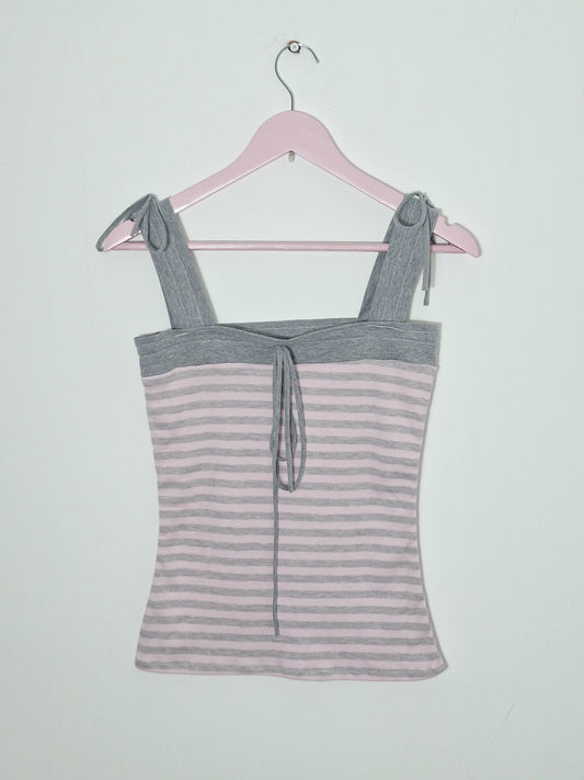Stella top grey and pink stripes