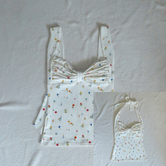 2 way handmade bow top little flowers pattern