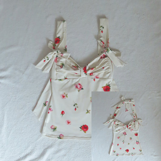 2 way handmade bow top roses pattern