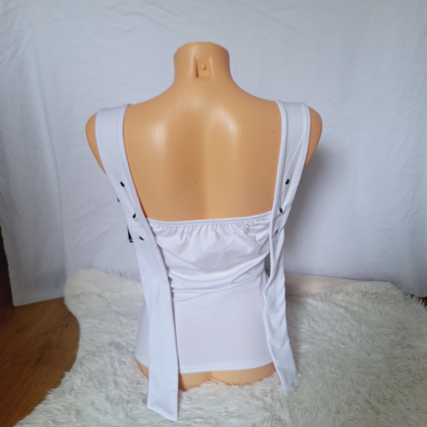 Handmade bow white top black lace pattern, extra bows