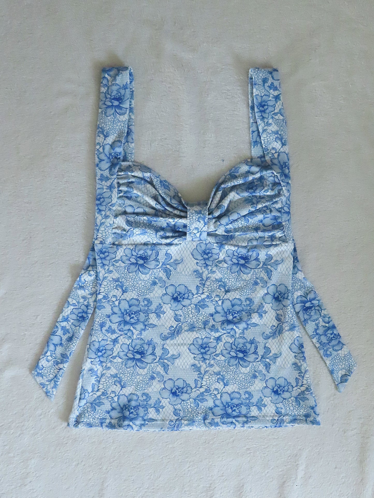 2 way handmade bow blue flower lace pattern