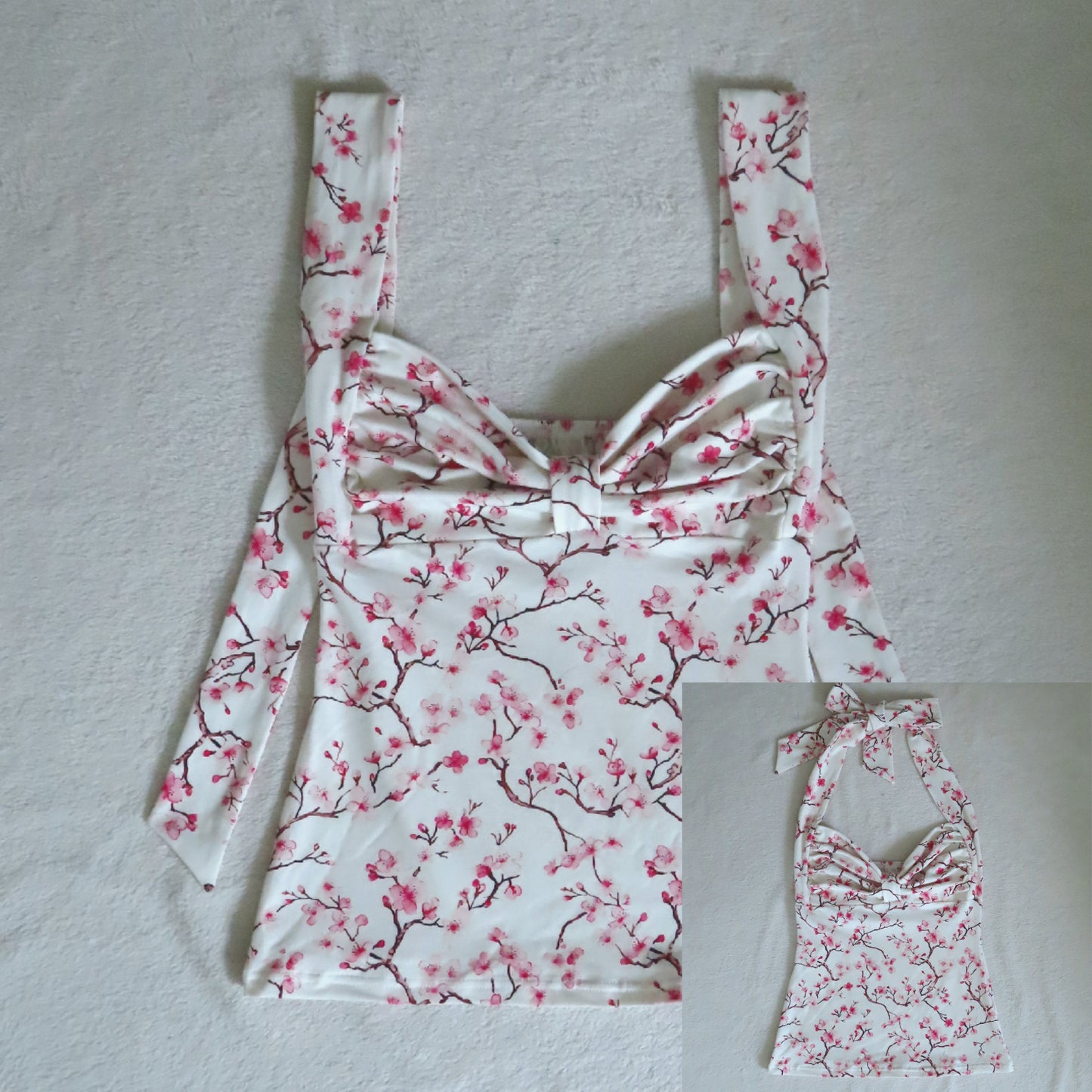 2 way handmade bow sakura pattern