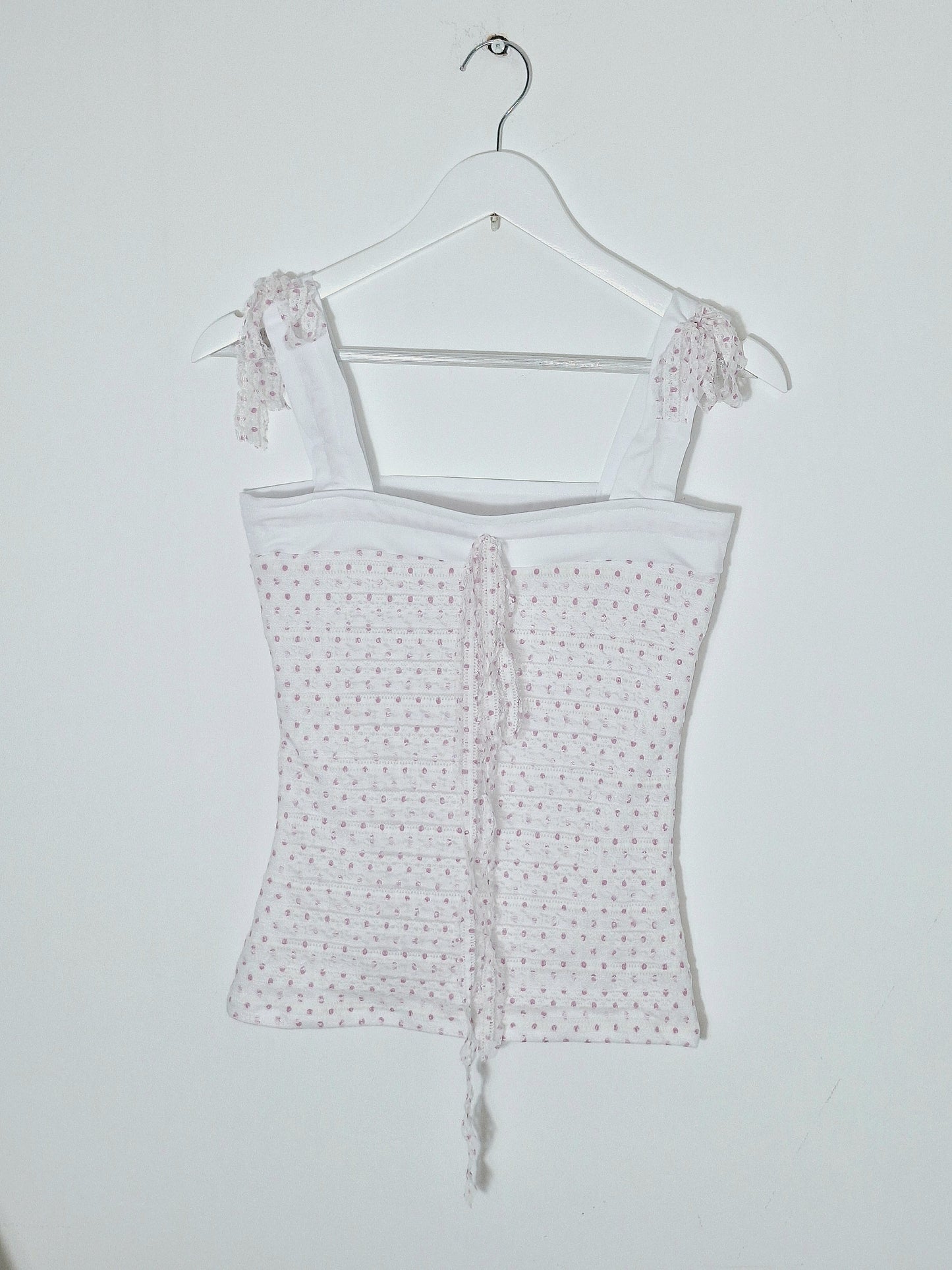 Top white and violet dots lace