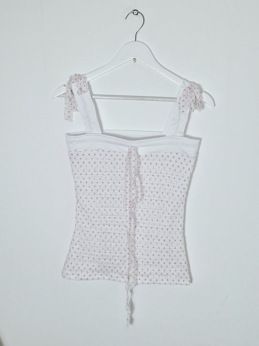Top white and violet dots lace