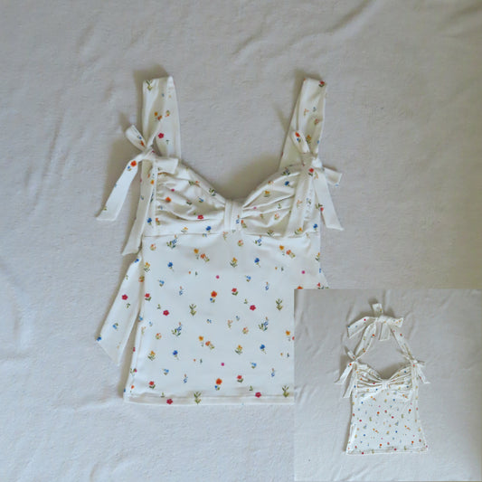 2 way handmade bow top little flowers pattern